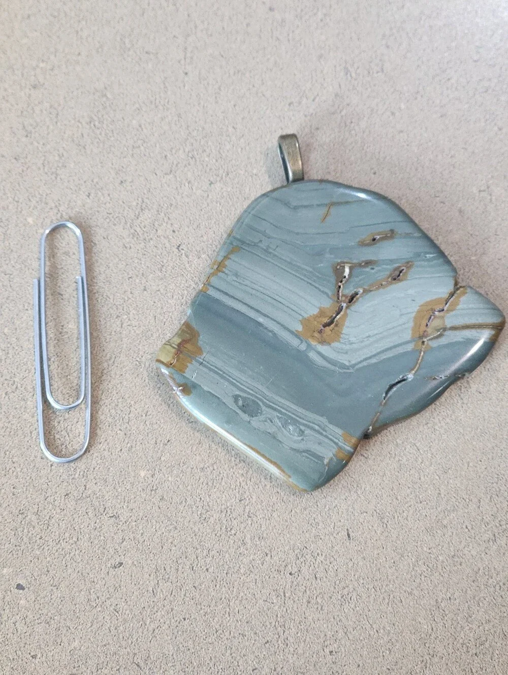 Polished Stone Pendant in Green and Brown
